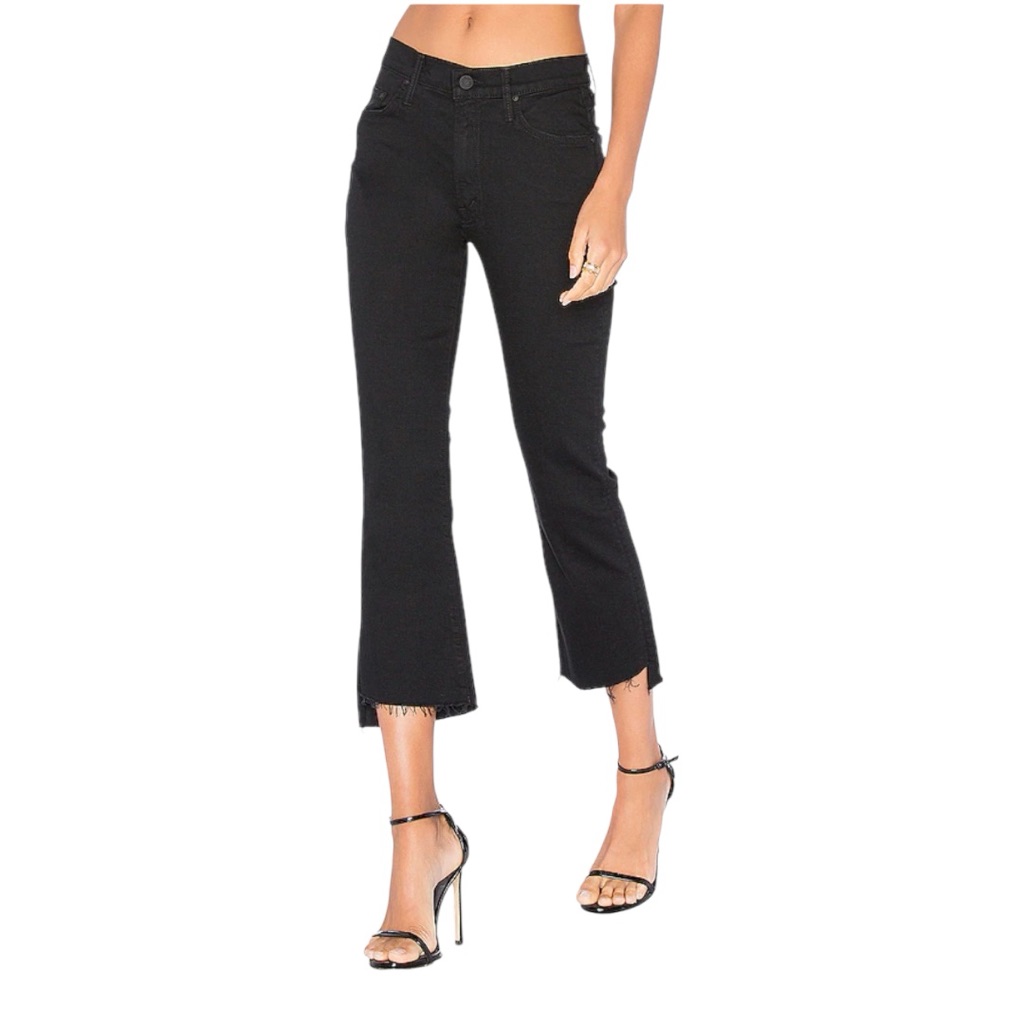 Mother Insider Crop Step Fray High Rise Asymmetrical Raw Hem Jeans In Not Guilty